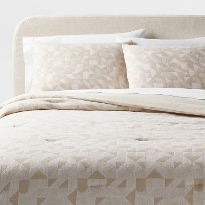 King Modern Geo Matelasse Comforter and Sham Set Khaki/Ivory - Threshold™