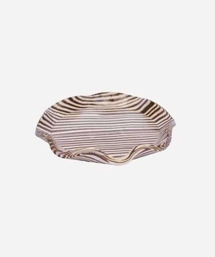 Brown Striped Trinket Dish  - Glassette