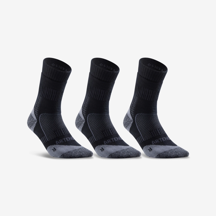 CHAUSSETTES DE SPORT HAUTES ARTENGO RS 560 BLANC GRIS LOT DE 3