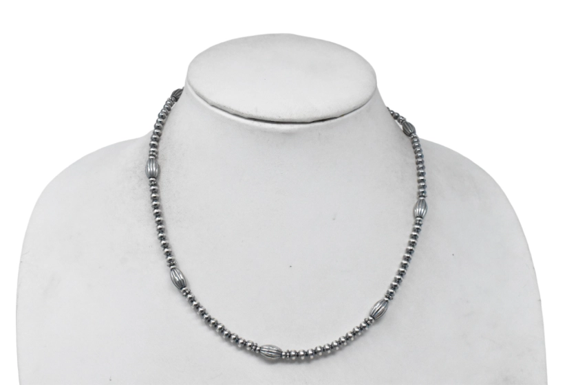 4mm Navajo Pearl Necklace with Fluted Beads