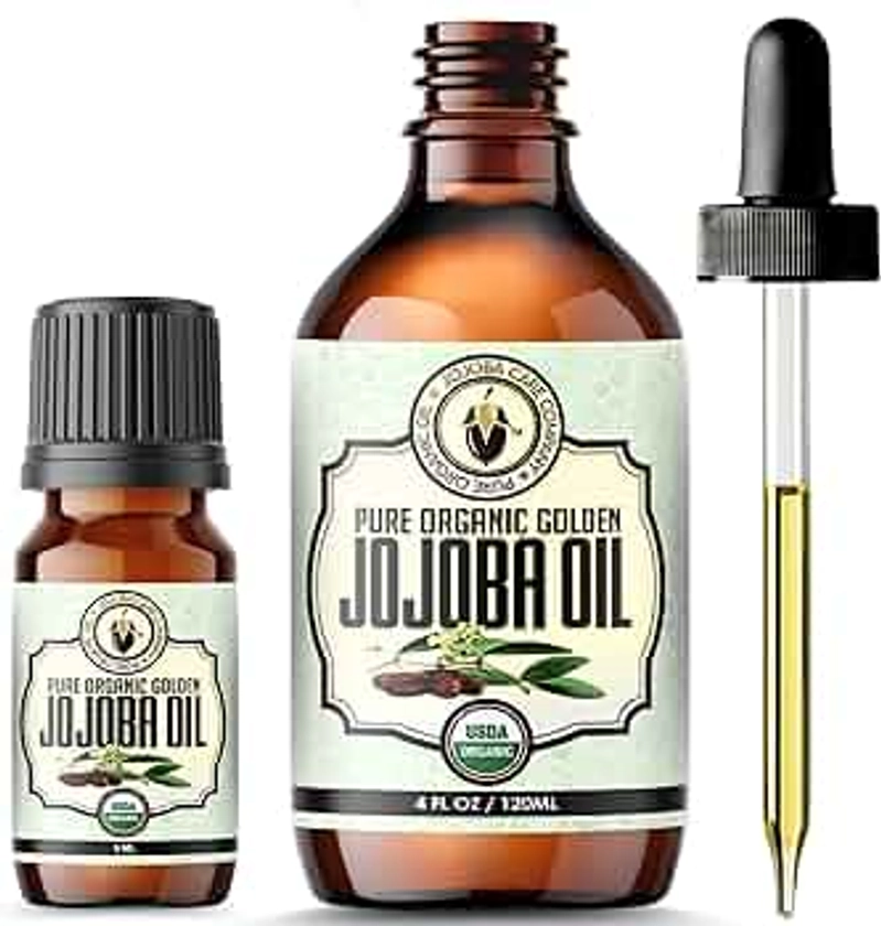 BodyJ4You Organic Jojoba Oil - Skin Care Body Moisturizing Face Wax Hair Care Healthy Nails - Cold Pressed 100% Pure Natural Non-GMO - Hexane Free Personal Care Solution - 4.22 Fl Oz