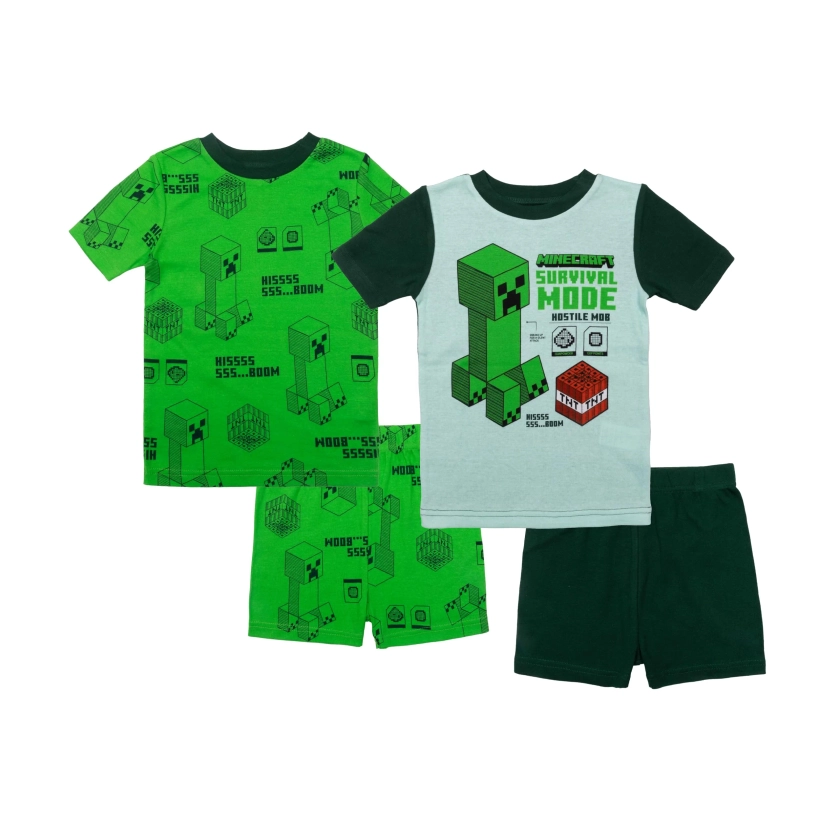 Minecraft Boys' 4-Piece Cotton Pajama Set, Survival Mode, 8 - Walmart.com