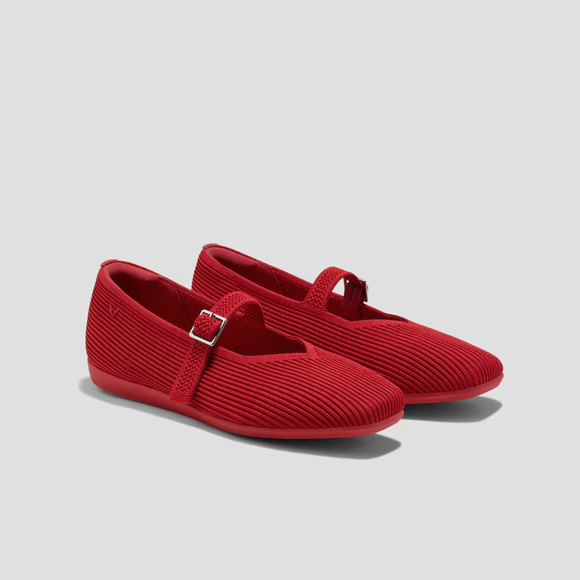 Margot Walker Mary-Jane Lightweight Square-Toe Mary-Jane in Ruby Red | VIVAIA
