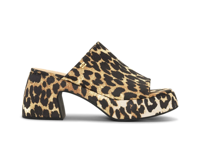 Leopard Leopard Butterfly Platform Satin Sandals | GANNI UK