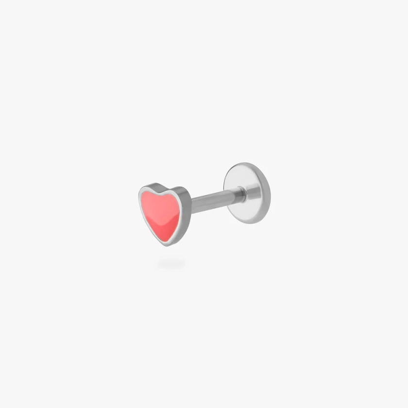 Titanium Enamel Heart Flatback Stud