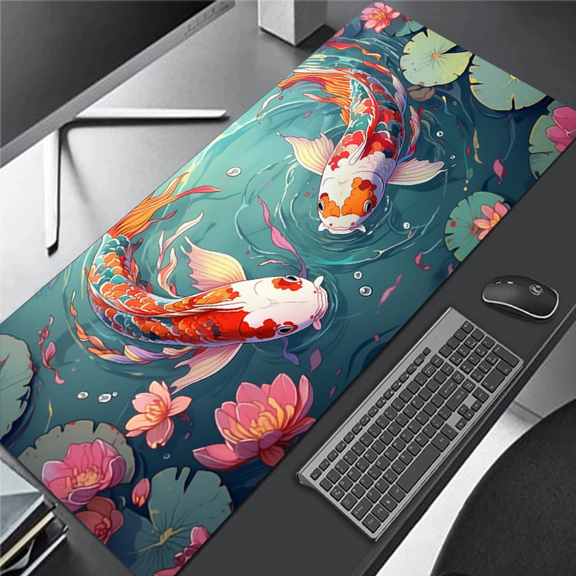 Chinese Style Carp Large Mousepad Computer HD Keyboard Pad Mouse Mat Desk Mats Natural Rubber Anti-Slip Office Mouse Pad Desk Accessories