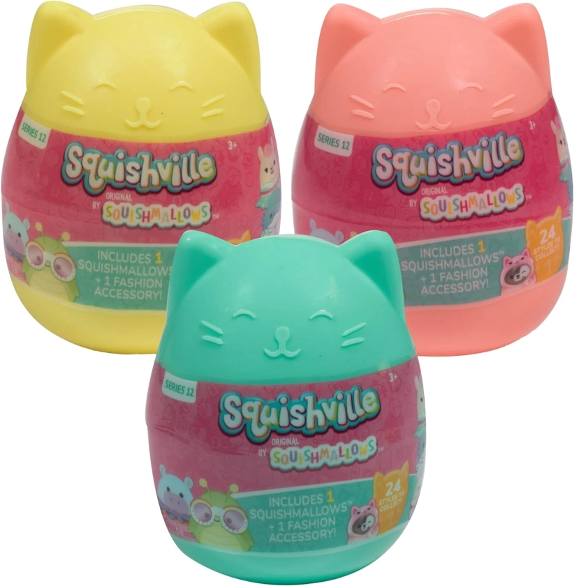 Squishmallows Squishville 3 Pack Egg Capsules - Series 12 - Official Kellytoy - Collectible Mini 2" Mystery Stuffed Animal Toy Plush & Accessories, Styles May Vary - Gift for Kids