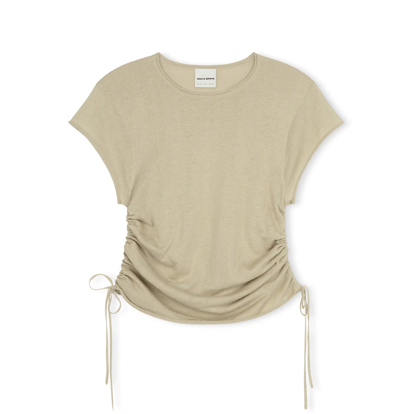 Gathered Knit T-Shirt