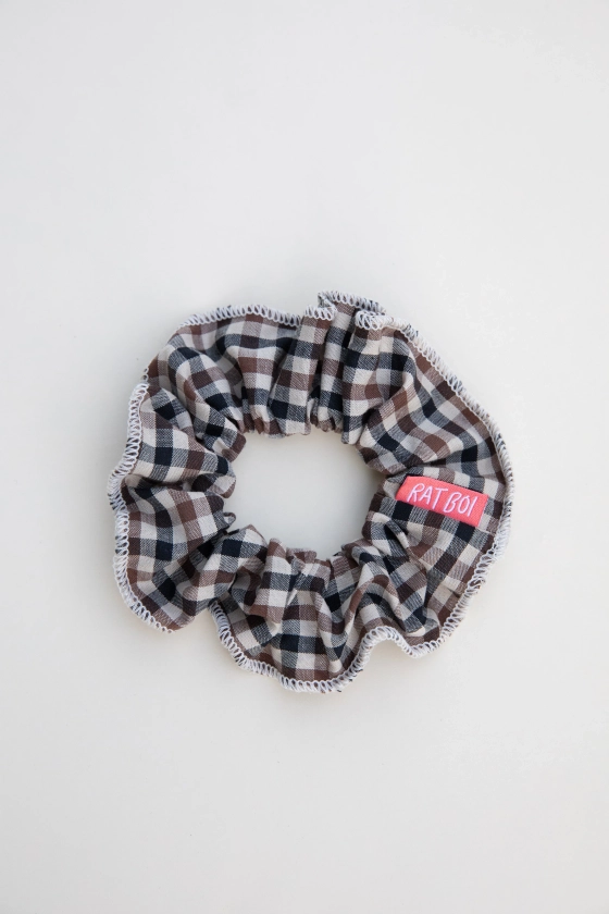 TAN GINGHAM CONTRAST SCRUNCHIE