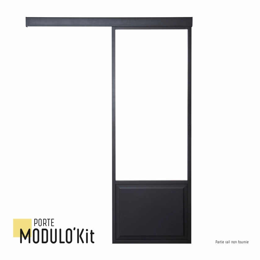 Porte coulissante personnalisable aluminium + verre + mdf Atelier vitrée, H.204 | Leroy Merlin