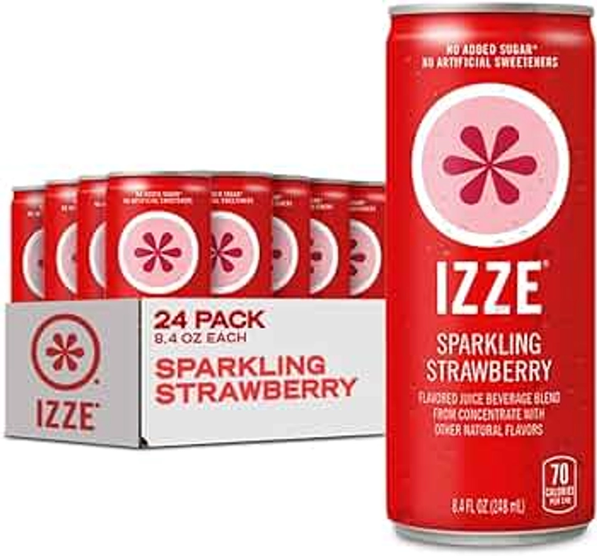 IZZE Sparkling Juice, Strawberry, No Added Sugars, No Preservatives, Non-GMO, 8.4 Fl Oz Can (Pack of 24)