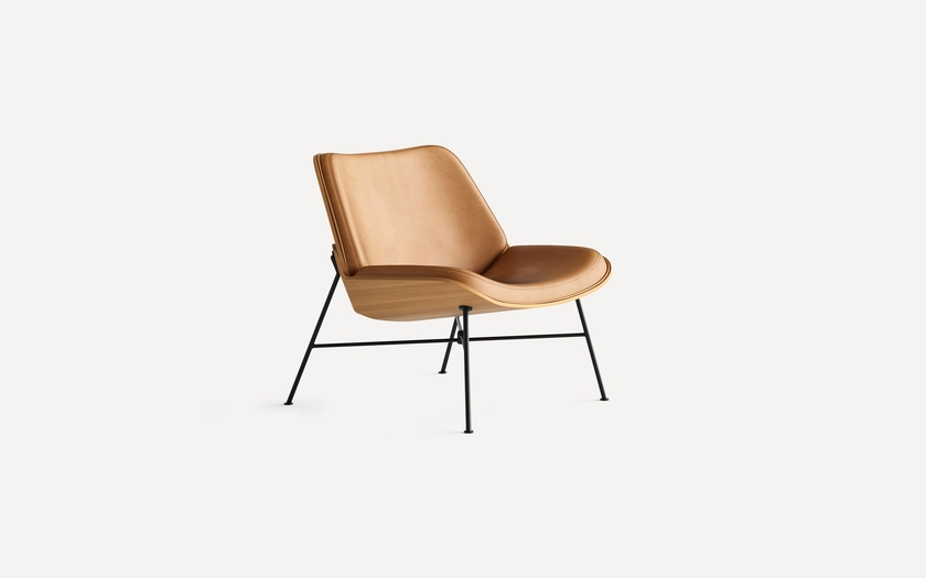 Vesper Wood & Leather Lounge Chair - Burrow