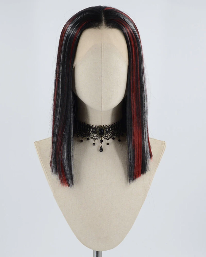 Black Red White Synthetic Lace Front Wig WW615 – Weekendwigs