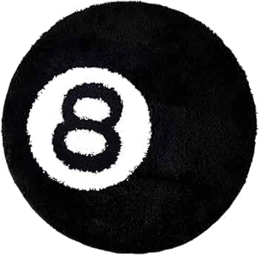 8 Ball Rug - 24 inch Black Round Rug Billiard Pool 8 Ball Carpet, Non-Slip Bath Mat Flocking Floor Area Rug for Living Room Decor, Alt Room Decor Soft Y2K Rug Doormat for Bedroom