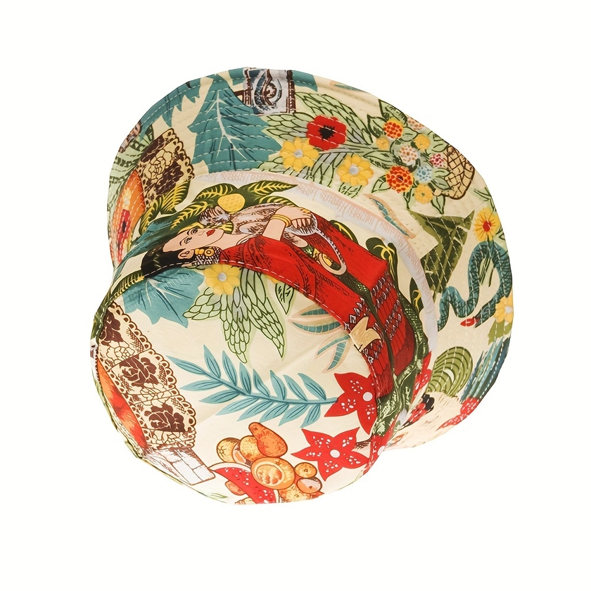 Frida-Inspired Floral Bucket Hat: Vintage Style, Sun Protection, and Comfortable Design for Women