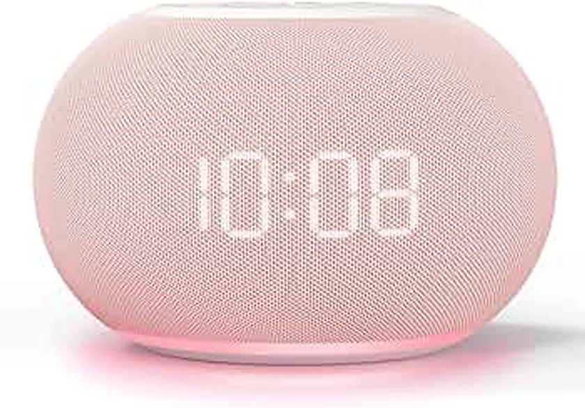 Reacher Auto Dimmable Sound Machine Alarm Clock with Night Lights, 20 Soothing Sounds, Sleep Timer, Precise Volume Control, Cute White Noise Soother for Girls, Kids, Bedrooms, Office