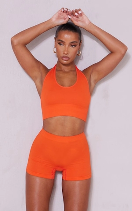 Recycled Orange Seamless Rib Boy Shorts