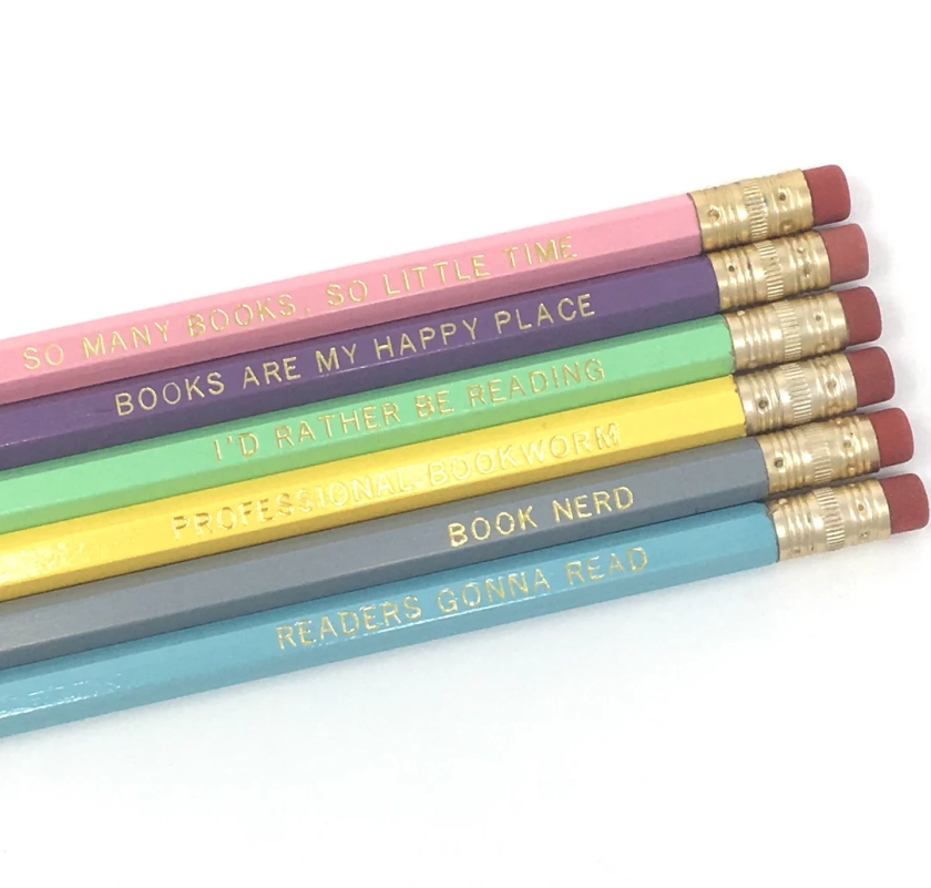 Book Nerd Pencil Set - Etsy