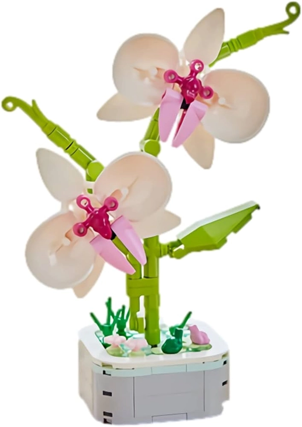 Building Block Flower, Flower Bouquet Building Sets, Flower Building Set, DIY Creative Potting Building Blocks Flowers, Artificial Flower Toy Gifts for Adults and Girls (Butterfly Orchid)