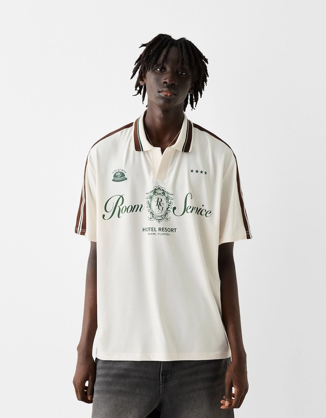 Sportliches Poloshirt mit kurzen Ärmeln Mesh und Print