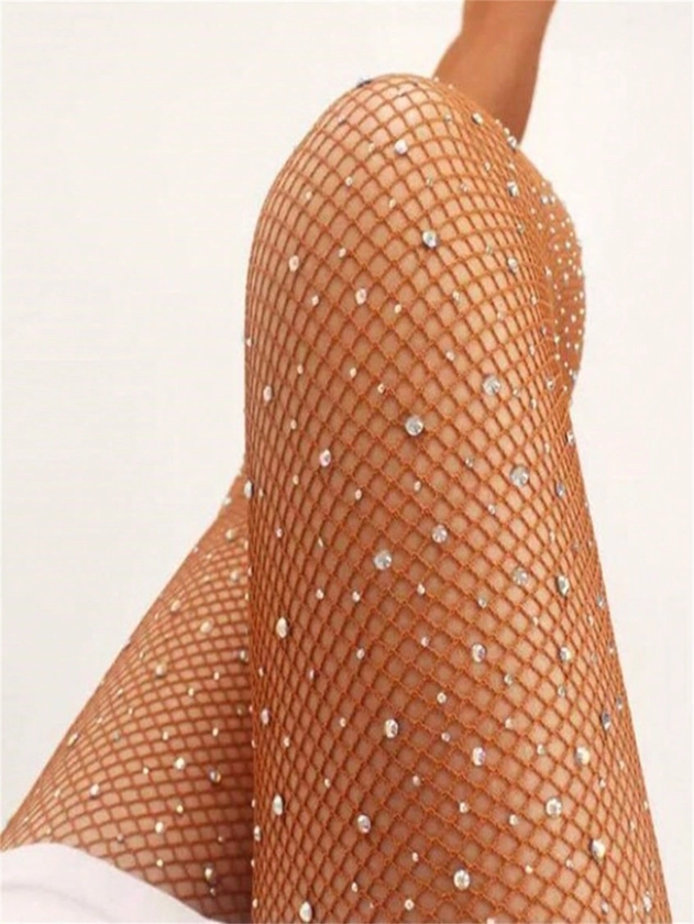 2024 New Arrival Sexy Rhinestone Fishnet Stockings With Hollow Out Design