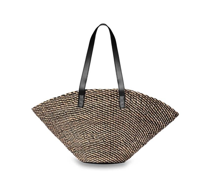 SOPHIA RAFFIA TOTE BAG - BLACK - Bago Handicrafts