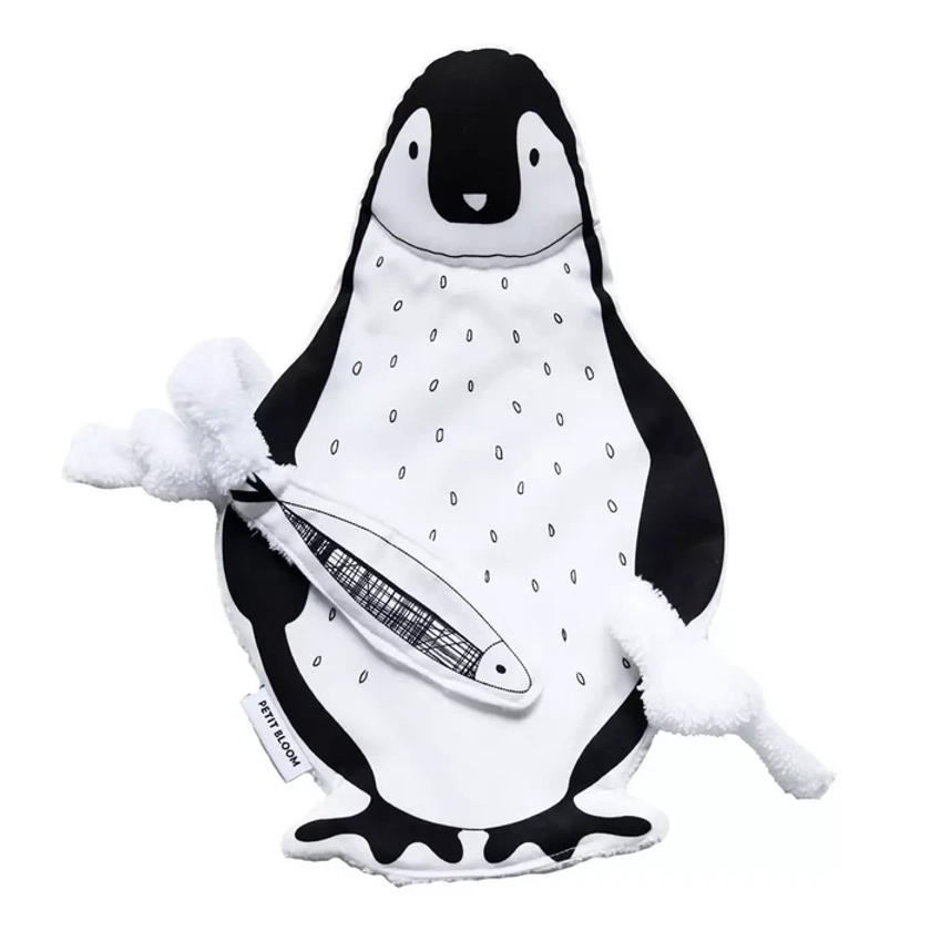Doudou noir et blanc pingouin