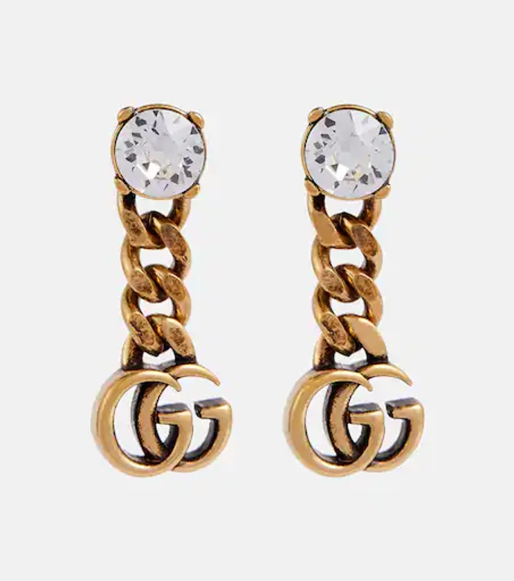 GG crystal-embellished drop earrings in gold - Gucci | Mytheresa