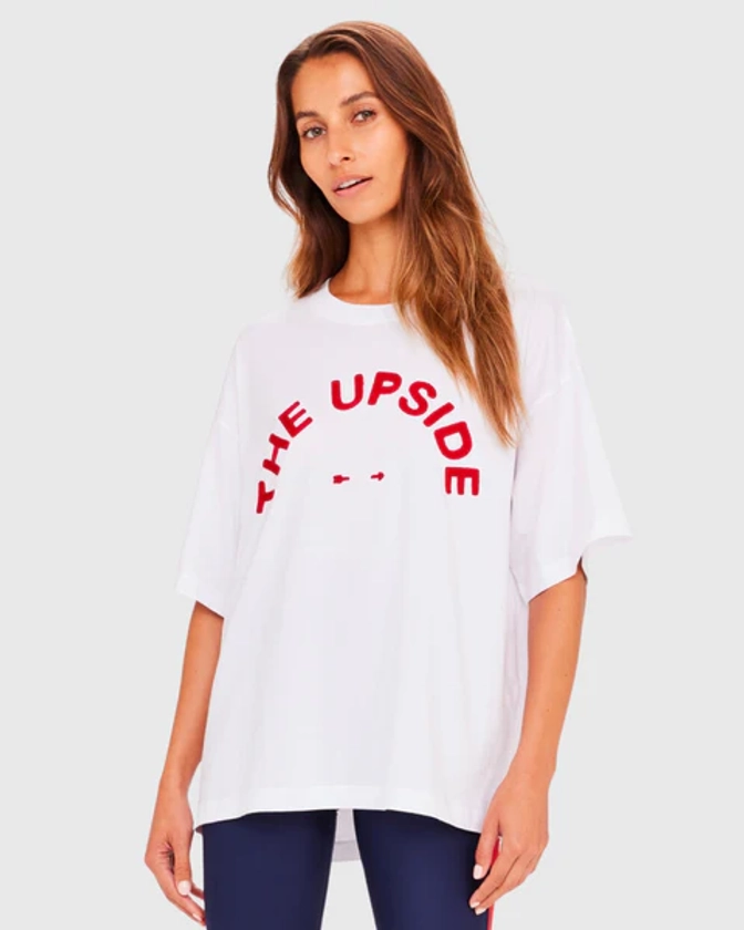 the upside laura tee white/red