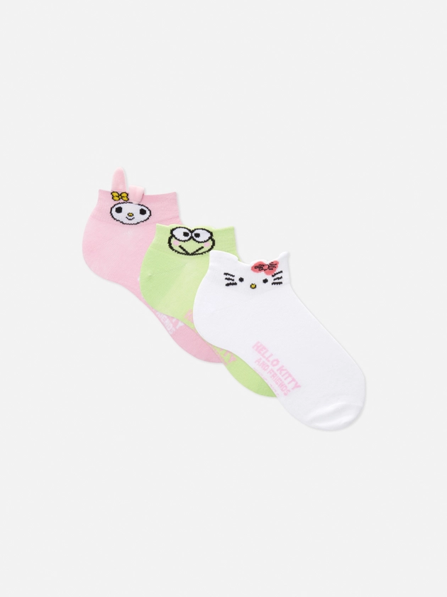 Lot de 3 paires de chaussettes pour baskets Hello Kitty 50e anniversaire