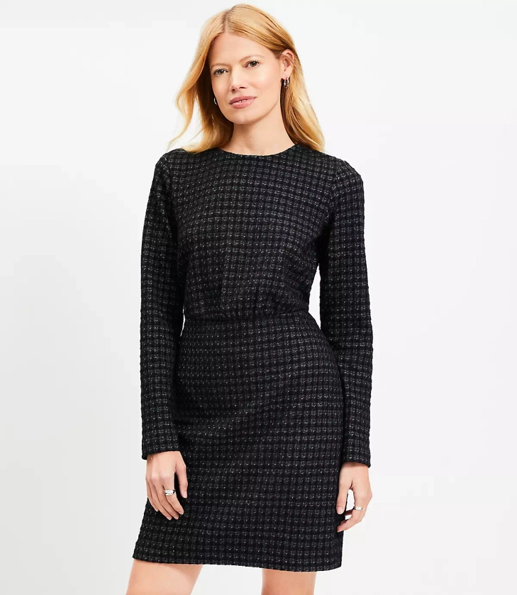 Tweed Long Sleeve Mini Dress