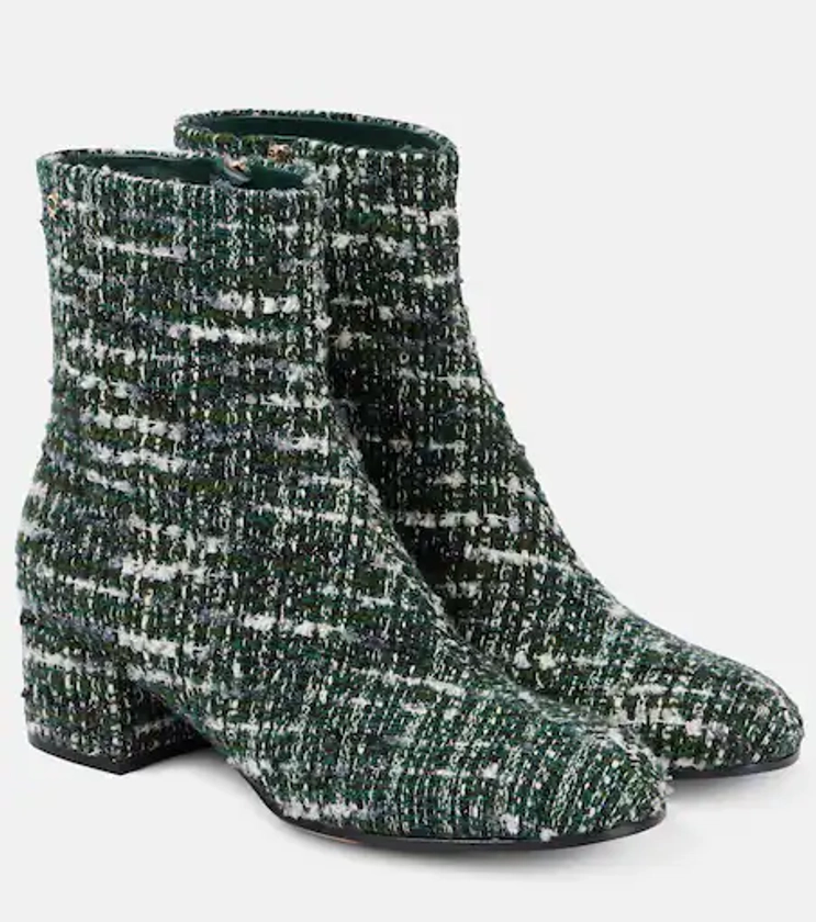 Joelle 45 bouclé tweed ankle boots in green - Gianvito Rossi | Mytheresa