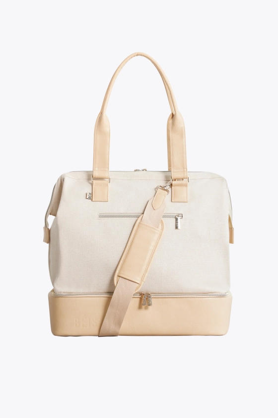 BÉIS 'The Mini Weekender' In Beige - Small Beige Weekender Bag & Travel Duffle Bag
