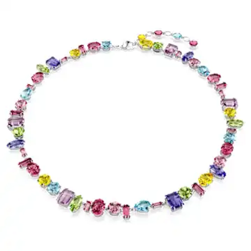 Gema necklace, Mixed cuts, Multicoloured, Rhodium plated by SWAROVSKI