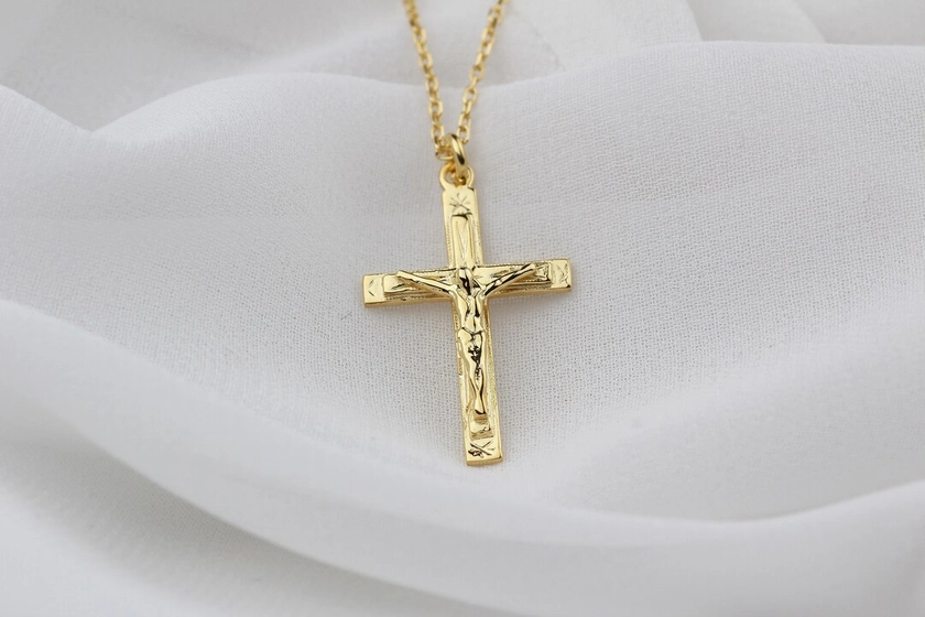 Collier Jésus-Christ Collier crucifix en argent Collier croix en or Collier chrétien délicat Collier croix en argent sterling délicat - Etsy France