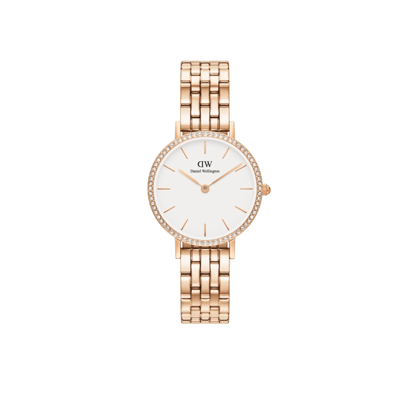Petite Bezel white dial watch - with rose gold strap | DW