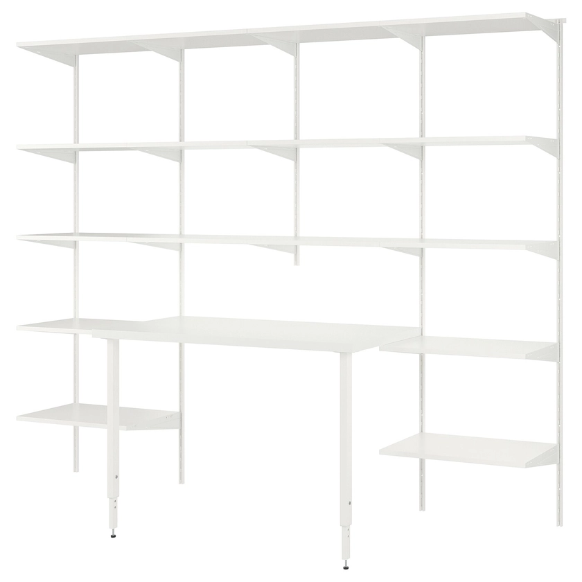 BOAXEL / LAGKAPTEN shelving unit with table top, white, 250x62x201 cm - IKEA