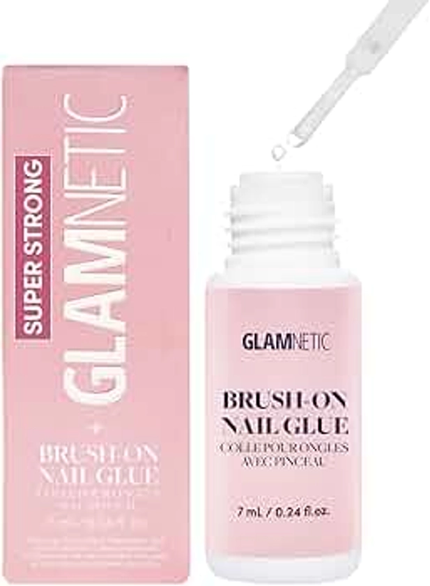 Glamnetic Super Strong Brush On Nail Glue | Brush Tip Applicator, Mess Free, Travel Friendly, Vegan | Durable & Long-Lasting | .24 fl. oz.