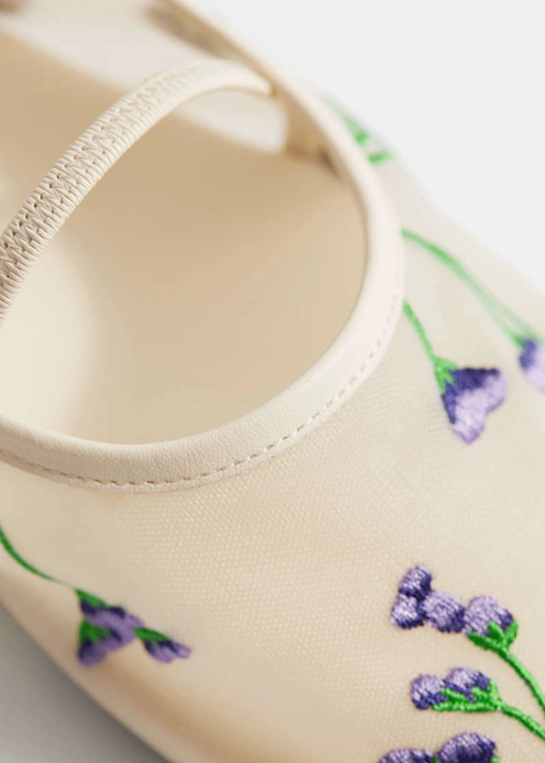 Floral-Embroidered Ballet Flats - Dusty white - & Other Stories GB