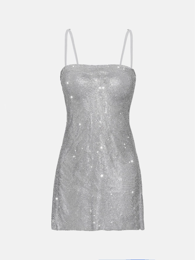 Carina Chainmail Mini Dress Silver | POSTER GIRL