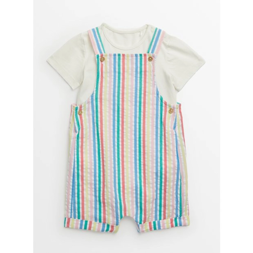 Buy Rainbow Stripe Seersucker Bibshorts & Bodysuit Set 12-18 months | Outfits and sets | Tu