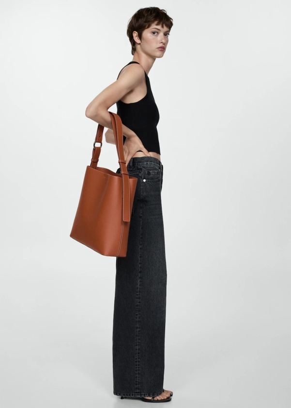 Short handle shopper bag - Women | MANGO United Kingdom