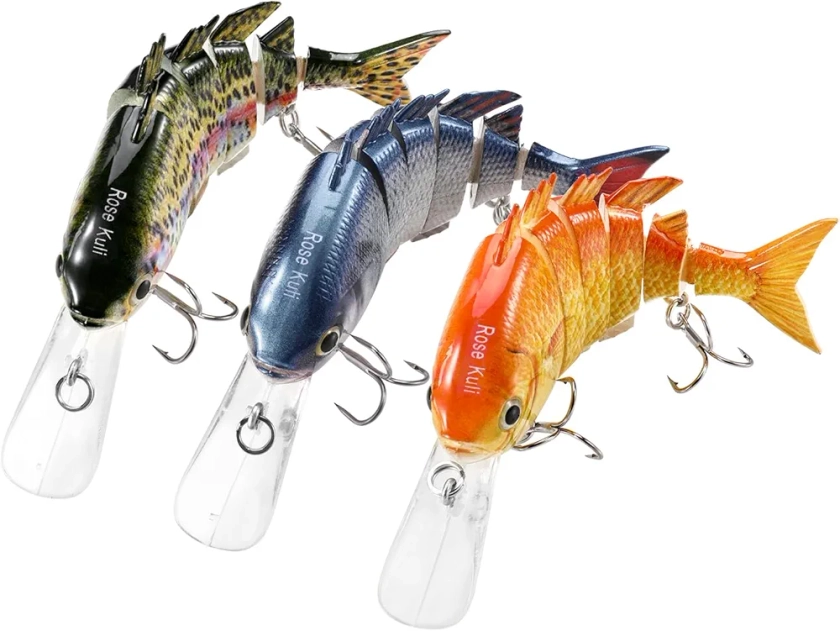 Fishing Lures for Bass Trout Topwater Multi Jointed Swimbaits Slow Sinking Bionic Swimming Lures Bass Freshwater Saltwater Bass Lifelike Fishing Lures Kit