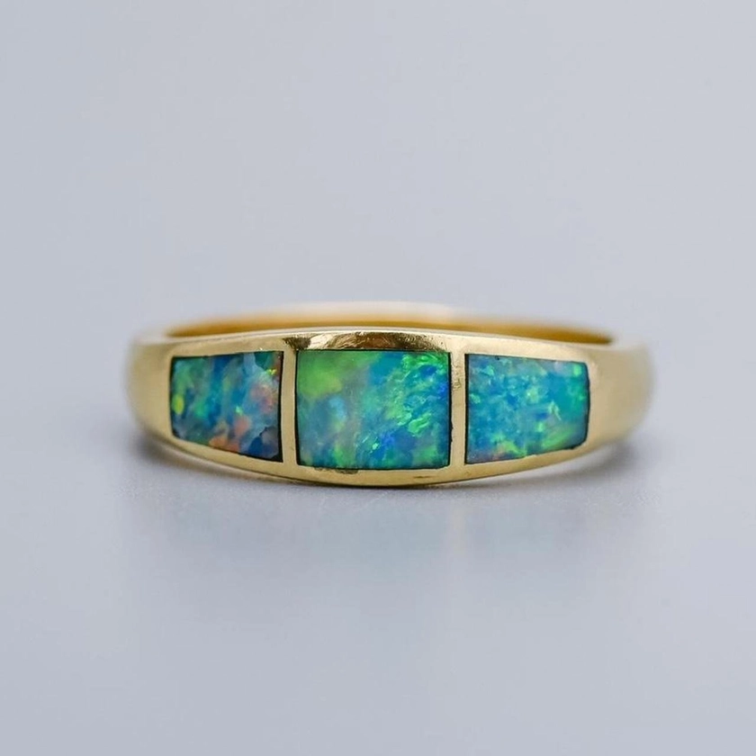 14K Gold Blue Opal Ring — Don Laurence Jewellery