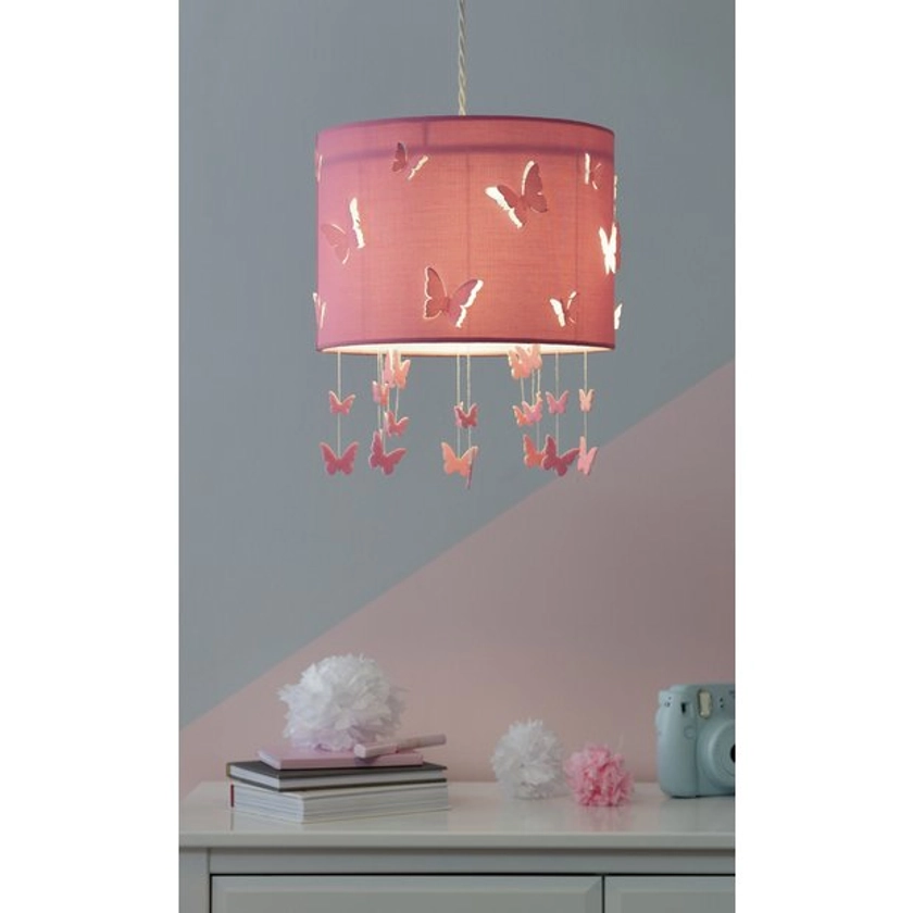 Buy Argos Home Kids Pink Butterflies Drum Lampshade - 25cm | Lamp shades | Argos