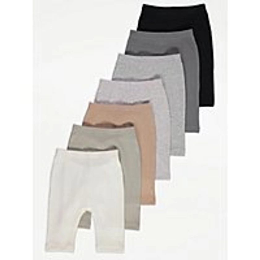 Neutral Ribbed leggings 7 Pack | Baby | George at ASDA