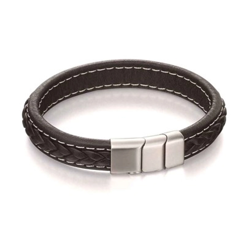 Bracelet acier inoxydable en cuir MON-BIJOU | MATY