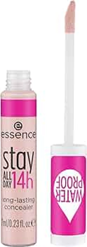 essence stay ALL DAY 14h long-lasting concealer, Nr. 20, Nude, langanhaltend, abdeckend, Expressergebnis, natürlich, matt, vegan, wasserfest, ohne Parfüm, ohne Alkohol, 1er Pack (7ml)