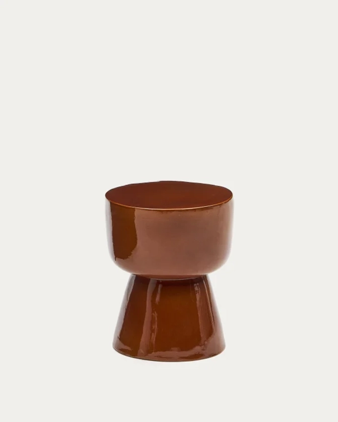Table d'appoint extérieure Mesquida en céramique, finition terracotta émaillée Ø 35 cm | Kave Home®