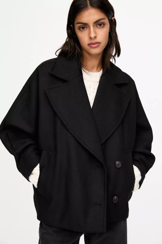 Manteau court en laine mélangée - pull&bear